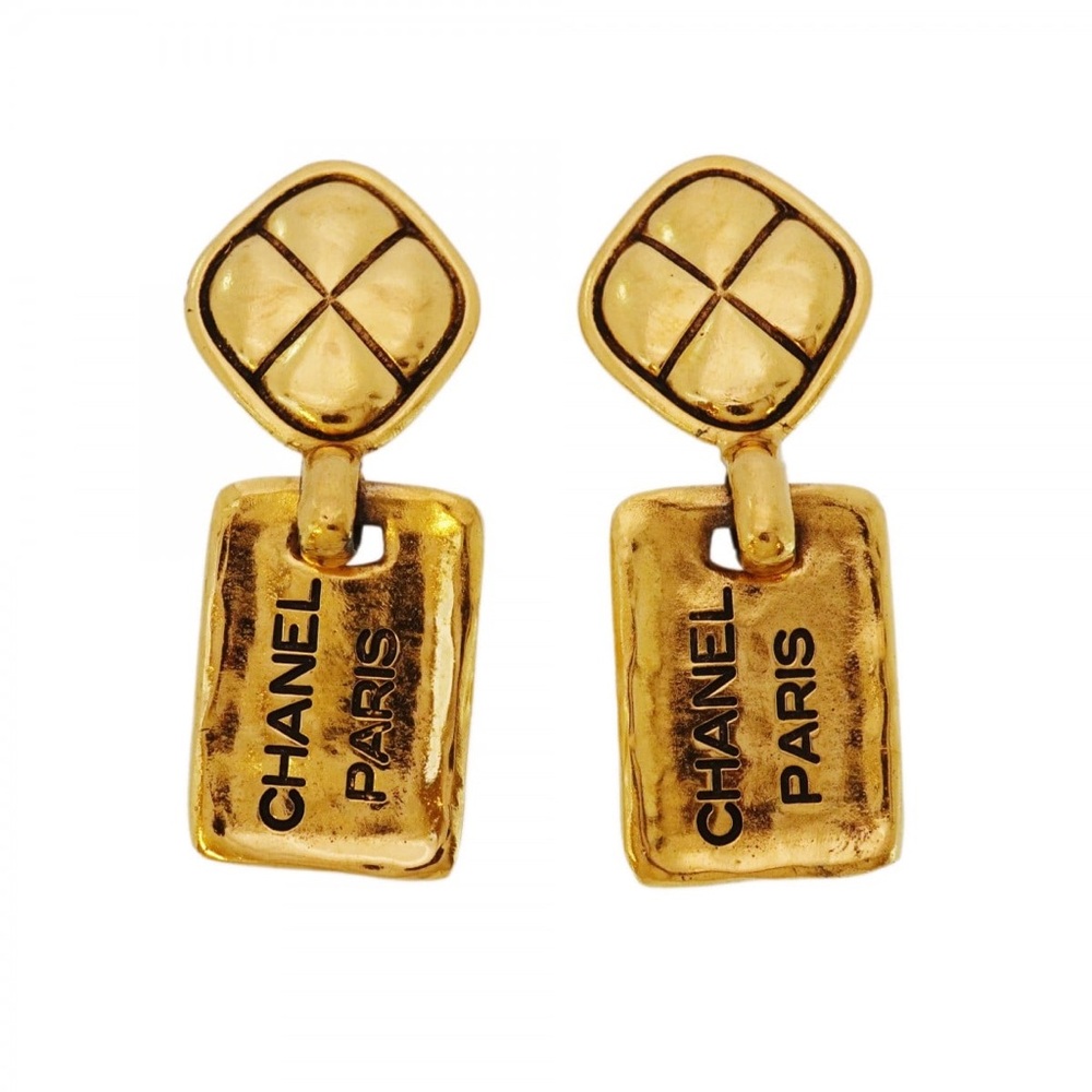 Authentic CHANEL gold plated vintage 90s clip on earrings - Picture 2 of 7